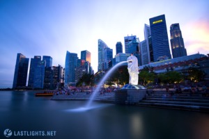 Singapore Skyline with Merlion